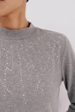 Cortefiel T-Shirts-Camiseta com detalhe de strass Cinzento