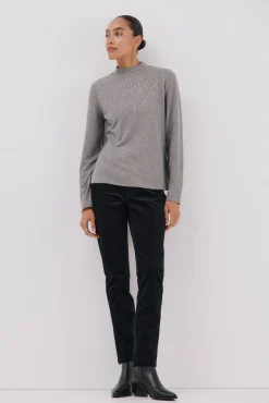 Cortefiel T-Shirts-Camiseta com detalhe de strass Cinzento