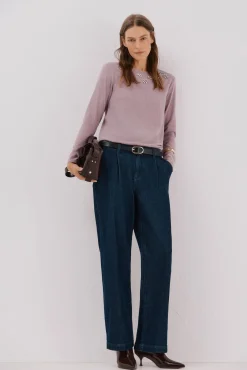 Cortefiel T-Shirts-Camiseta com detalhes em strass Roxo