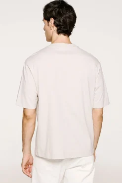 Selected T-Shirts-Camiseta com logo de T-shirt de manga curta Cinzento