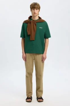 Selected T-Shirts-Camiseta com logo de T-shirt de manga curta Verde