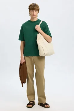 Selected T-Shirts-Camiseta com logo de T-shirt de manga curta Verde