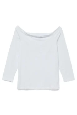 Vero Moda T-Shirts-Camiseta de algodão com manga 7/8 Branco