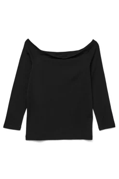 Vero Moda T-Shirts-Camiseta de algodão com manga 7/8 Preto