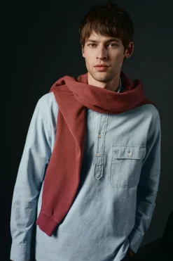 OOTO Camisas-Camiseta de algodão e linho Azul