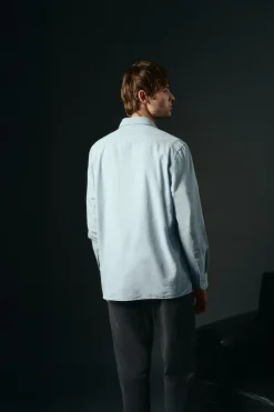 OOTO Camisas-Camiseta de algodão e linho Azul