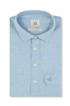 OOTO Camisas-Camiseta de algodão e linho Azul