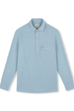 OOTO Camisas-Camiseta de algodão e linho Azul