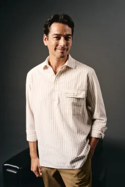 OOTO Camisas-Camiseta de algodão e linho Ecru