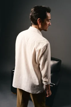 OOTO Camisas-Camiseta de algodão e linho Ecru