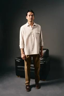 OOTO Camisas-Camiseta de algodão e linho Ecru