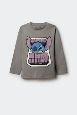 Springfield Kids T-Shirts-Camiseta de manga comprida Lilo & Stitch para meninos cinzento