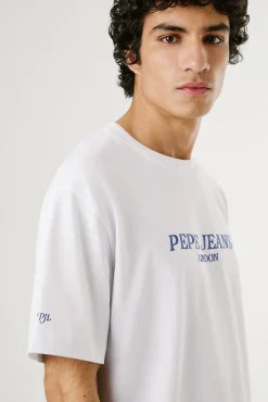 Pepe Jeans T-Shirts-Camiseta de manga curta com logo e estampa nas costas. branco