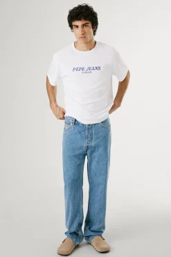 Pepe Jeans T-Shirts-Camiseta de manga curta com logo e estampa nas costas. branco