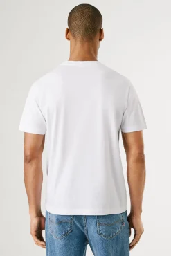 Pepe Jeans T-Shirts-Camiseta de manga curta com logo e estampado frontal. branco