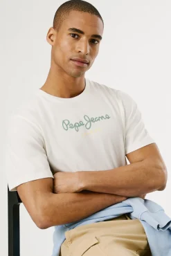 Pepe Jeans T-Shirts-Camiseta de manga curta com logo frontal. branco