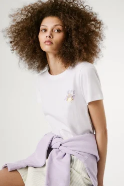 Pepe Jeans T-Shirts-Camiseta de manga curta com logo bordado e desenho nas costas. branco