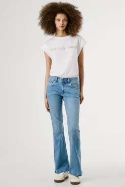 Pepe Jeans Blusas-Camiseta de manga curta com logo frontal reto branco