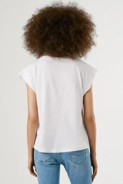 Pepe Jeans Blusas-Camiseta de manga curta com logo frontal reto branco