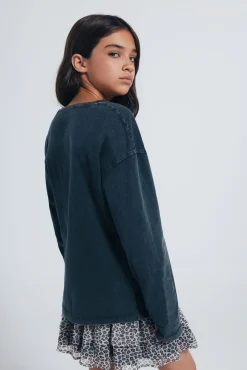 Springfield Kids T-Shirts-Camiseta de manga manga comprida dos Rolling Stones para meninas. cinzento