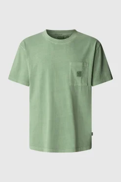 Pepe Jeans T-Shirts-Camiseta de peça manga curta tingida em tecido. verde