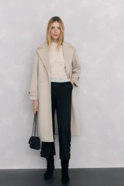 Pedro del Hierro T-Shirts-Camiseta Devoré com franzidos Ecru