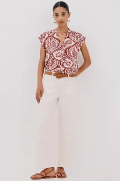 Cortefiel T-Shirts-Camiseta estampada com decote em bico franzido Granada