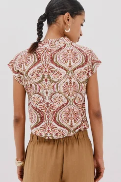 Cortefiel T-Shirts-Camiseta estampada com decote em bico franzido Multicolorido