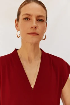 Cortefiel T-Shirts-Camiseta estampada com decote em bico franzido Granada