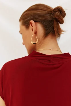 Cortefiel T-Shirts-Camiseta estampada com decote em bico franzido Granada