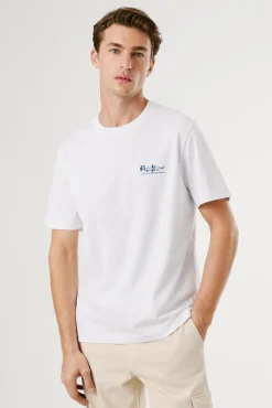 Pepe Jeans T-Shirts-Camiseta estampada com logotipo de corte regular branco