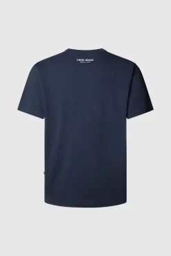 Pepe Jeans T-Shirts-Camiseta estampada com logotipo de corte regular azul