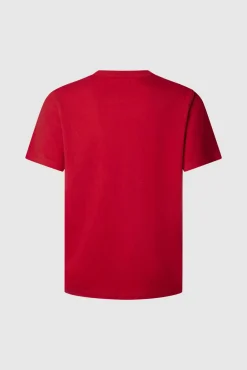 Pepe Jeans T-Shirts-Camiseta estampada com logotipo de corte regular vermelho