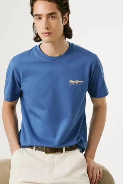 Pepe Jeans T-Shirts-Camiseta estampada com logotipo de corte regular azul