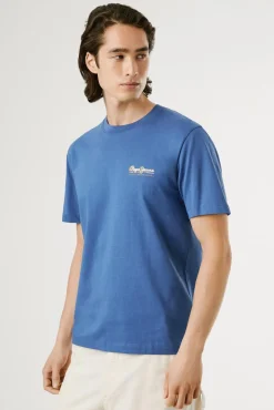 Pepe Jeans T-Shirts-Camiseta estampada com logotipo de corte regular azul