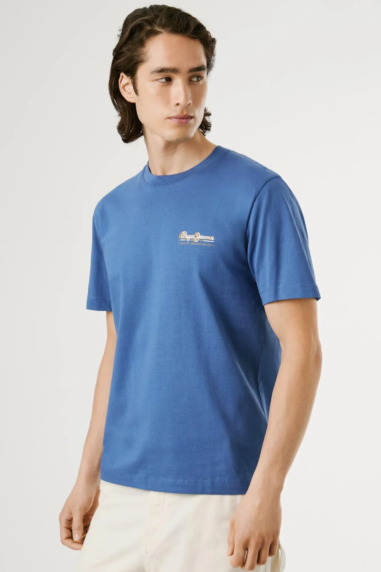 Pepe Jeans T-Shirts-Camiseta estampada com logotipo de corte regular azul