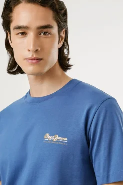 Pepe Jeans T-Shirts-Camiseta estampada com logotipo de corte regular azul