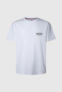 Pepe Jeans T-Shirts-Camiseta estampada com logotipo de corte regular branco