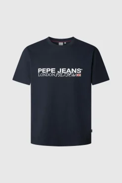 Pepe Jeans T-Shirts-Camiseta estampada com logotipo de corte regular azul