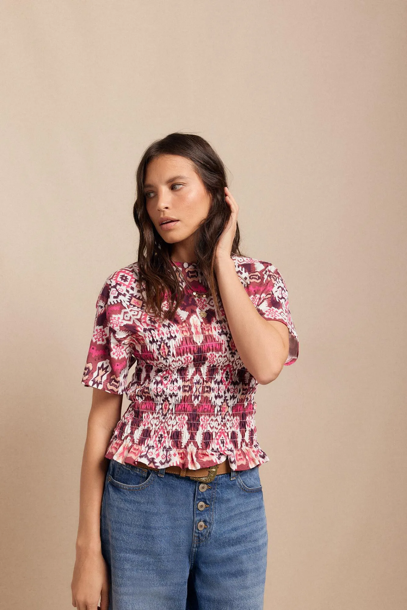 Slowlove T-Shirts-Camiseta estampada em favo de mel Multicolorido