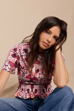 Slowlove T-Shirts-Camiseta estampada em favo de mel Multicolorido