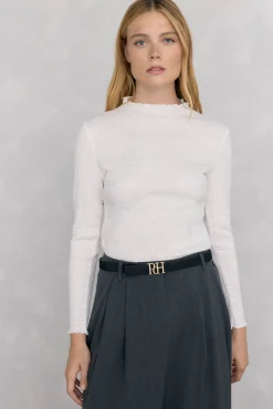 Pedro del Hierro T-Shirts-Camiseta estruturada com gola chaminé Branco