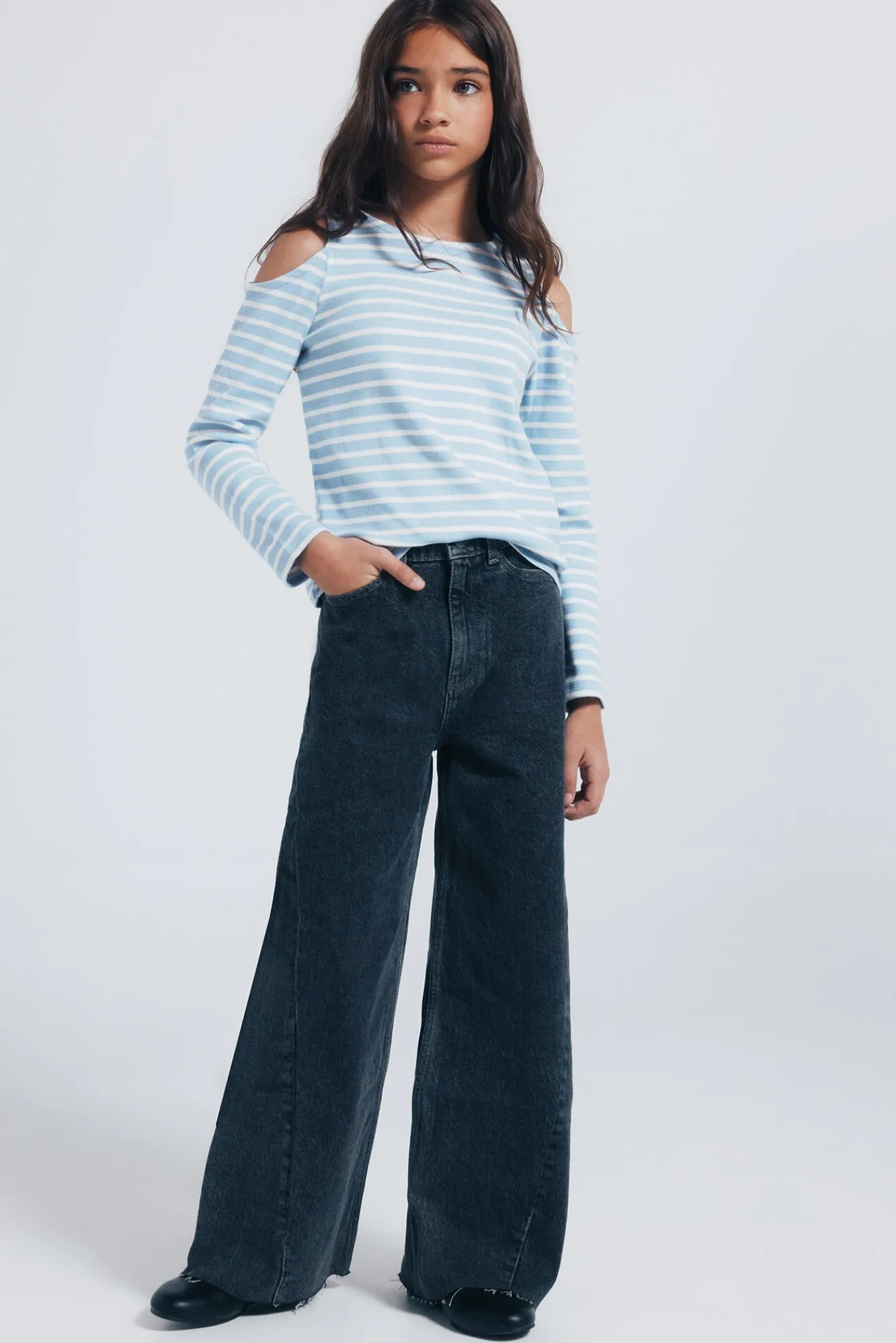 Springfield Kids T-Shirts-Camiseta feminina canelada ombro a ombro azul