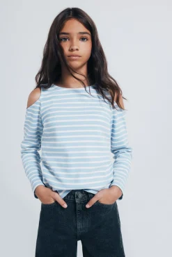 Springfield Kids T-Shirts-Camiseta feminina canelada ombro a ombro azul