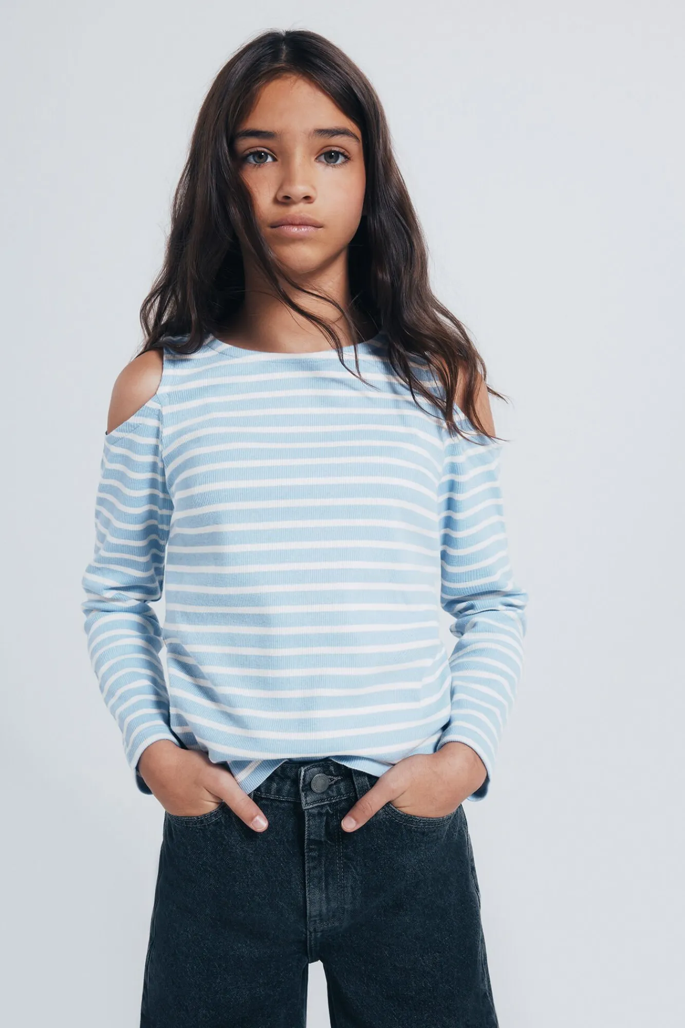 Springfield Kids T-Shirts-Camiseta feminina canelada ombro a ombro azul