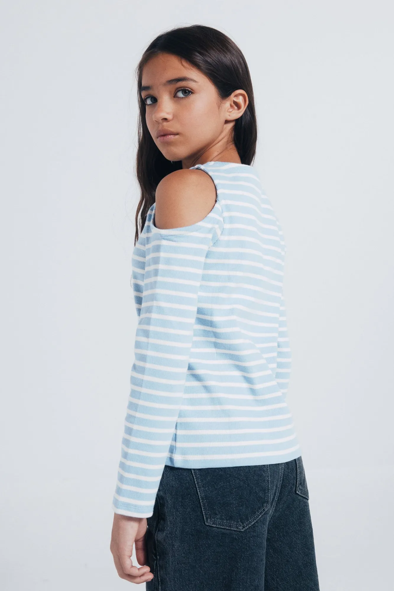 Springfield Kids T-Shirts-Camiseta feminina canelada ombro a ombro azul