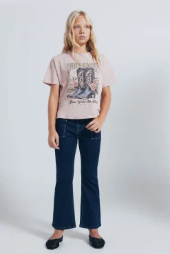 Springfield Kids T-Shirts-Camiseta feminina com botas de cowboy rosa