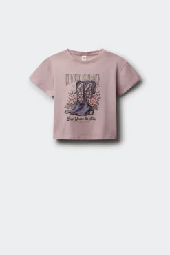 Springfield Kids T-Shirts-Camiseta feminina com botas de cowboy rosa