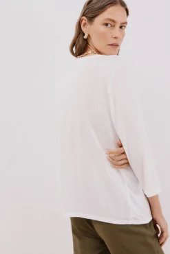 Cortefiel T-Shirts-Camiseta gola mao com efeito linho Branco