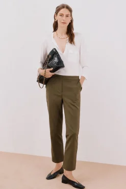 Cortefiel T-Shirts-Camiseta gola mao com efeito linho Branco